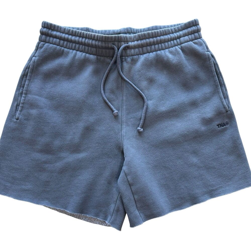 TNA Cozy Fleece Gray Sweat Shorts Size S Cozy Boyfriend Fit Raw Hem Drawstring